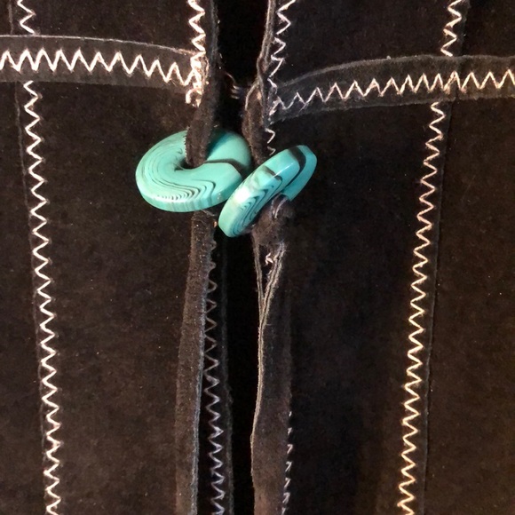 Suede Jacket with Accent Stitching and Buttons - Picture 4 of 8